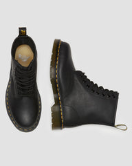 1460 greasy leather lace up boots