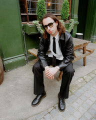 101 yellow stitch smooth leather ankle boots