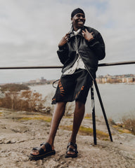 josef analine leather buckle slide sandals