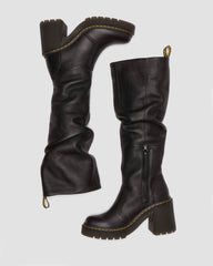 virginia leather tall heeled boots