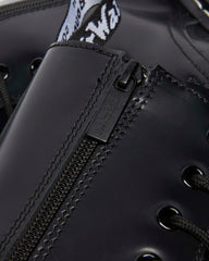 white stitch smooth leather platform boots