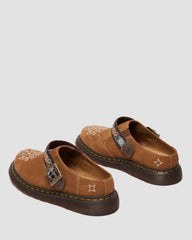 suede and jacquard mules