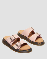 nubuck leather slide sandals