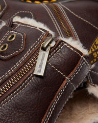 faux fur lined lace-to-toe leather boots