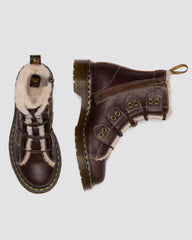 faux fur lined lace-to-toe leather boots