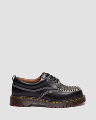 leather & jacquard lace up moc toe shoes