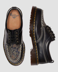 leather & jacquard lace up moc toe shoes