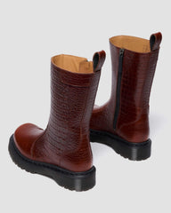 croc emboss leather boots