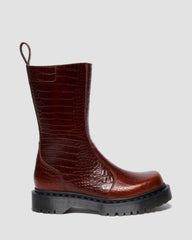 croc emboss leather boots