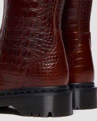 croc emboss leather boots