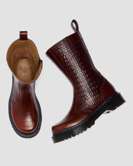 croc emboss leather boots