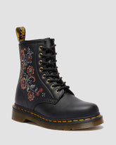reclaimed leather floral print lace up boots