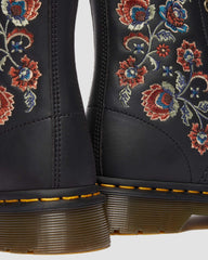 reclaimed leather floral print lace up boots
