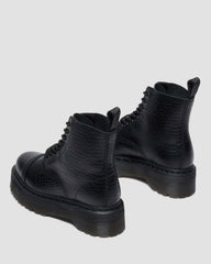 croc emboss leather platform boots