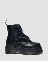croc emboss leather platform boots