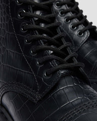 croc emboss leather platform boots