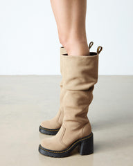 suede knee high heeled boots
