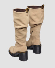 suede knee high heeled boots