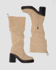 suede knee high heeled boots