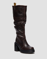 kinsley leather knee high heeled boots