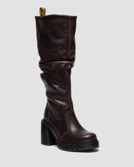 kinsley leather knee high heeled boots