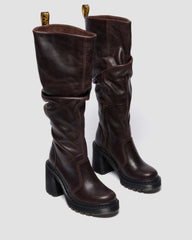 kinsley leather knee high heeled boots