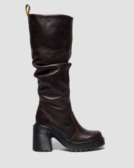 kinsley leather knee high heeled boots