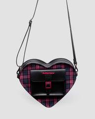pink tartan leather heart bag