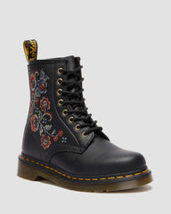 reclaimed leather floral print lace up boots