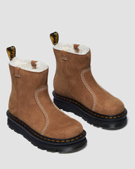 warm lined slip on nubuck boots