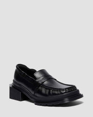 square toe ruched leather loafers