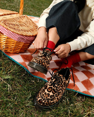 leopard print moc toe shoes