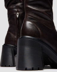 kinsley leather knee high heeled boots